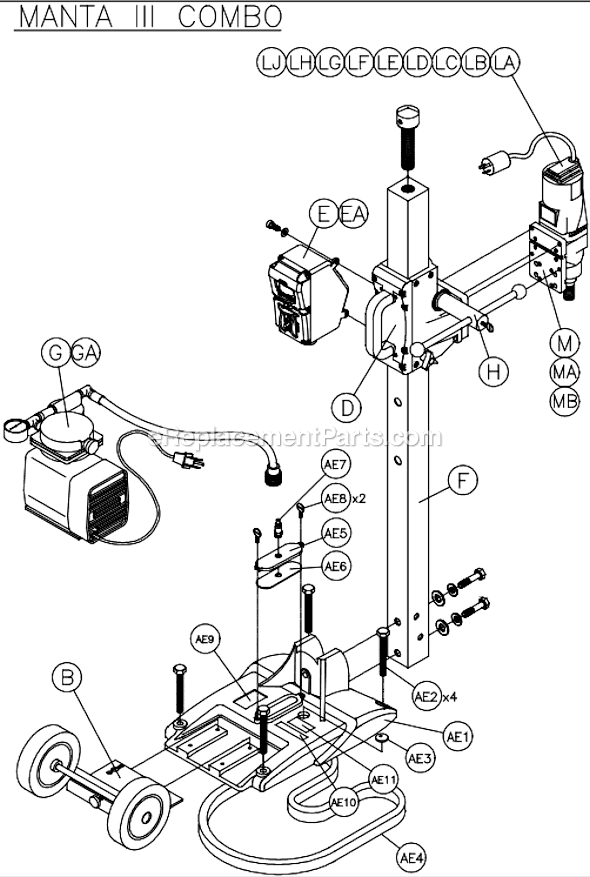 Page A Diagram and Parts List for MANTAIII  MK Diamond Electric Drill